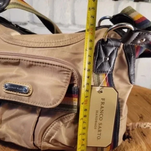 Retro Rainbow Strap Nylon Bag with tethered mini purse - Picture 10 of 16